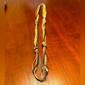 Mixed Metal and Faux Leather Necklace